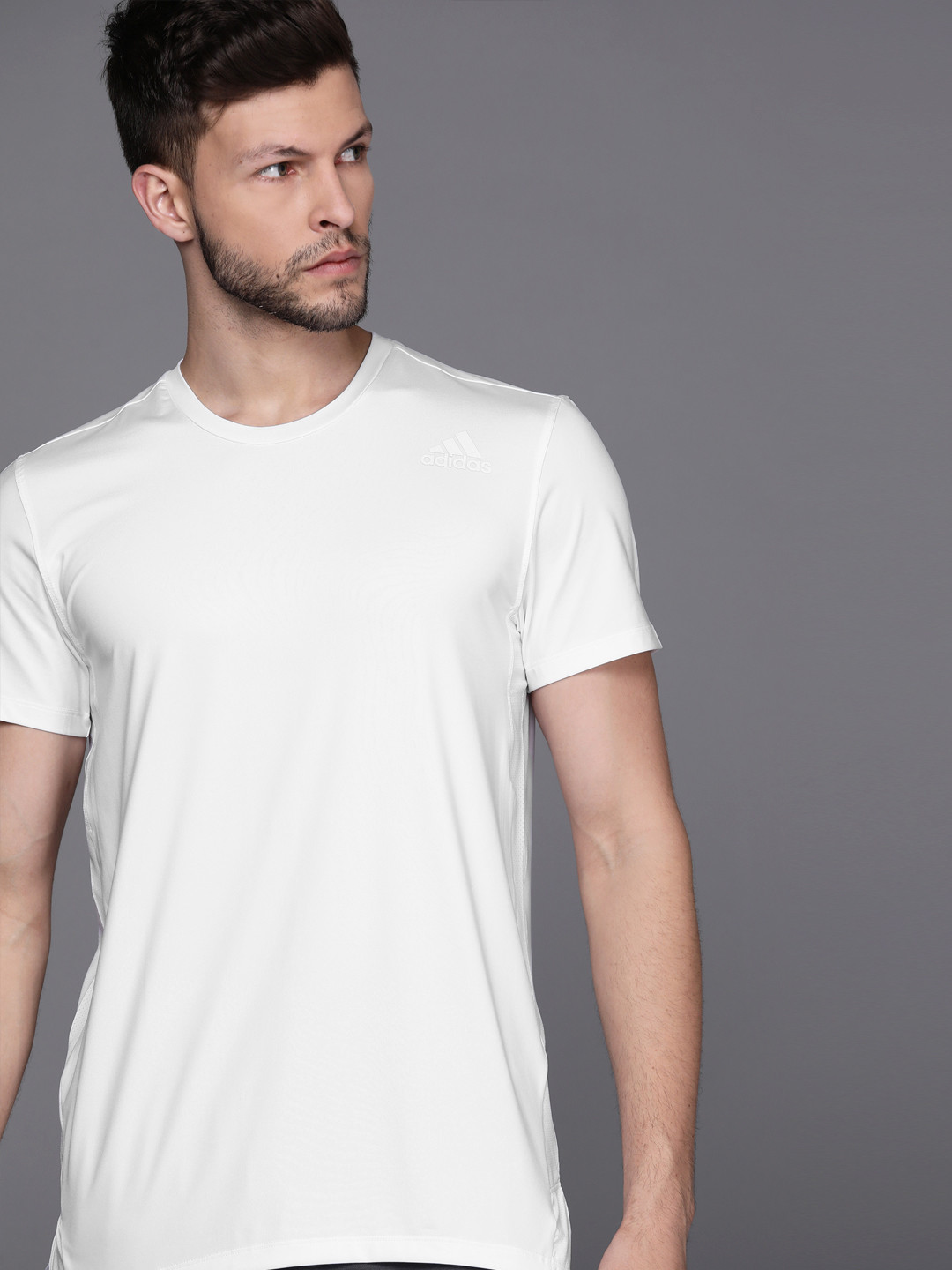 

ADIDAS Men White Brand Logo Detail Training T-shirt