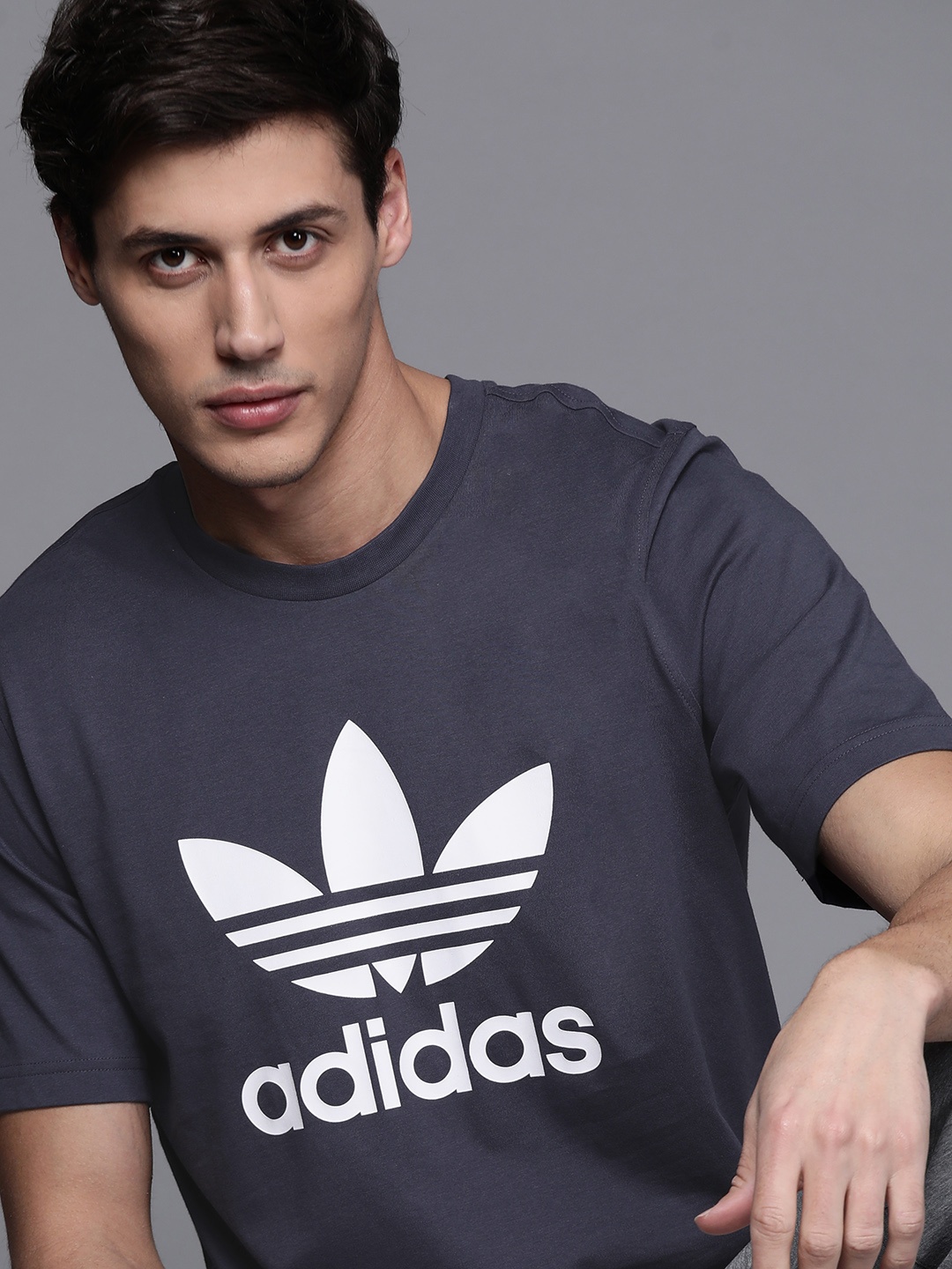 

ADIDAS Originals Men Navy Blue & White Adicolor Trefoil Sustainable Cotton Sustainable T-shirt