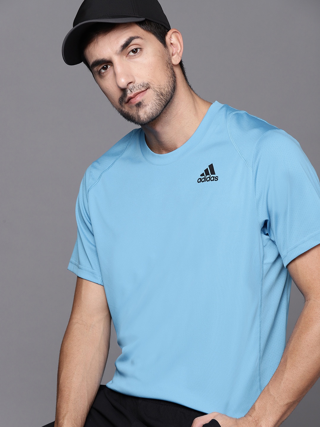 

ADIDAS Men Blue Solid Club Tennis T-shirt