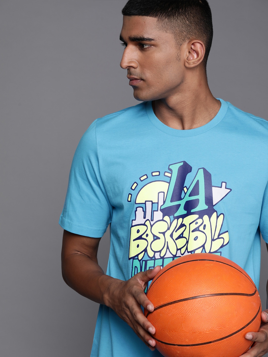 

ADIDAS Men Blue & Yellow Typography Printed T-shirt