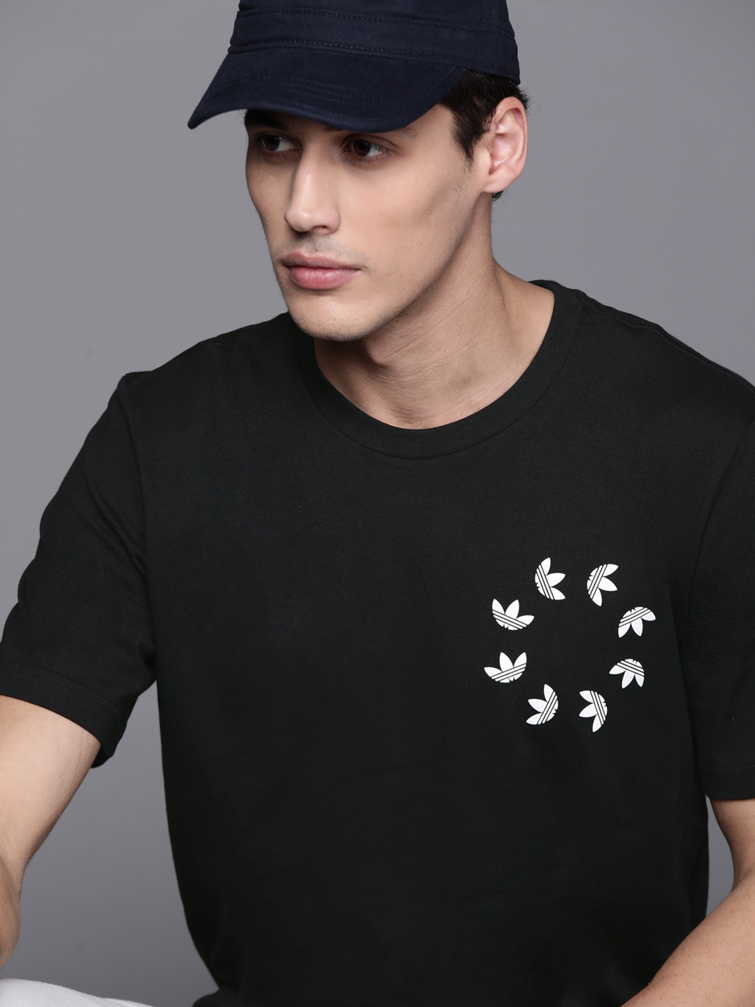 

ADIDAS Originals Men Black Adicolor Bold Sustainable Pure Cotton Brand Logo Print Sustainable T-shirt