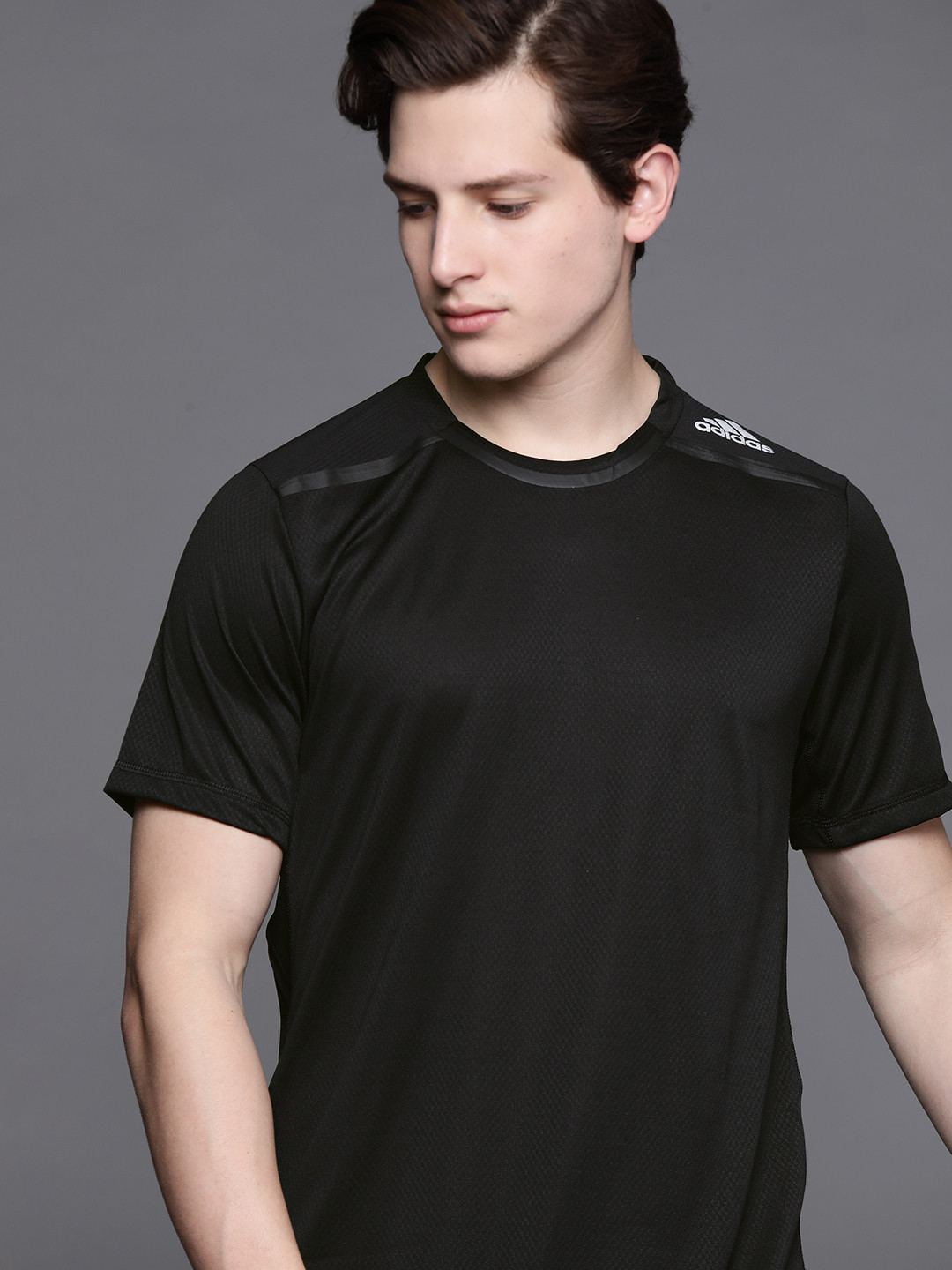 

ADIDAS Men Black D2T STR Self-Design Training Sustainable T-shirt