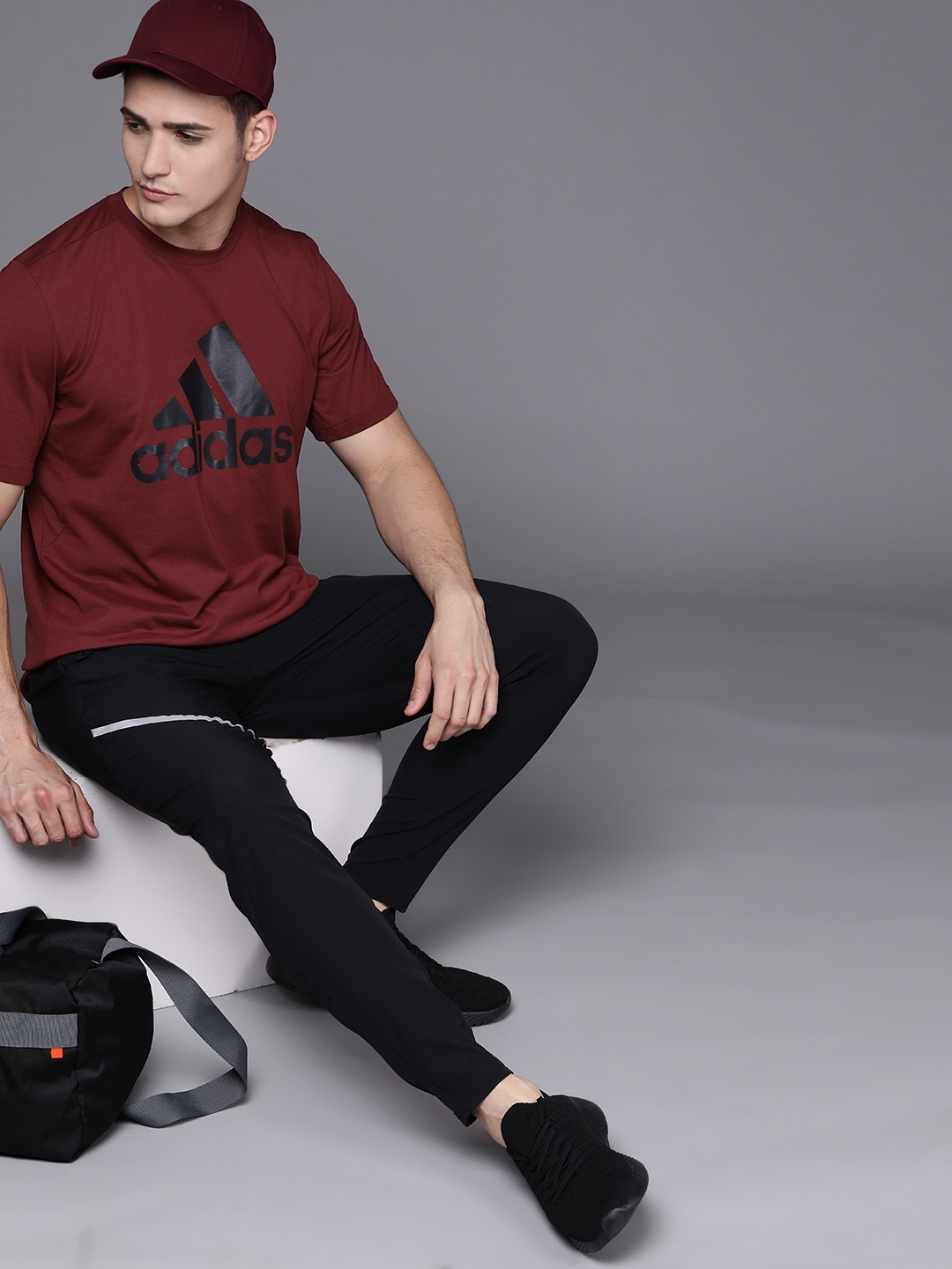 

ADIDAS Men Maroon Freelift Logo Printed Sustainable T-shirt