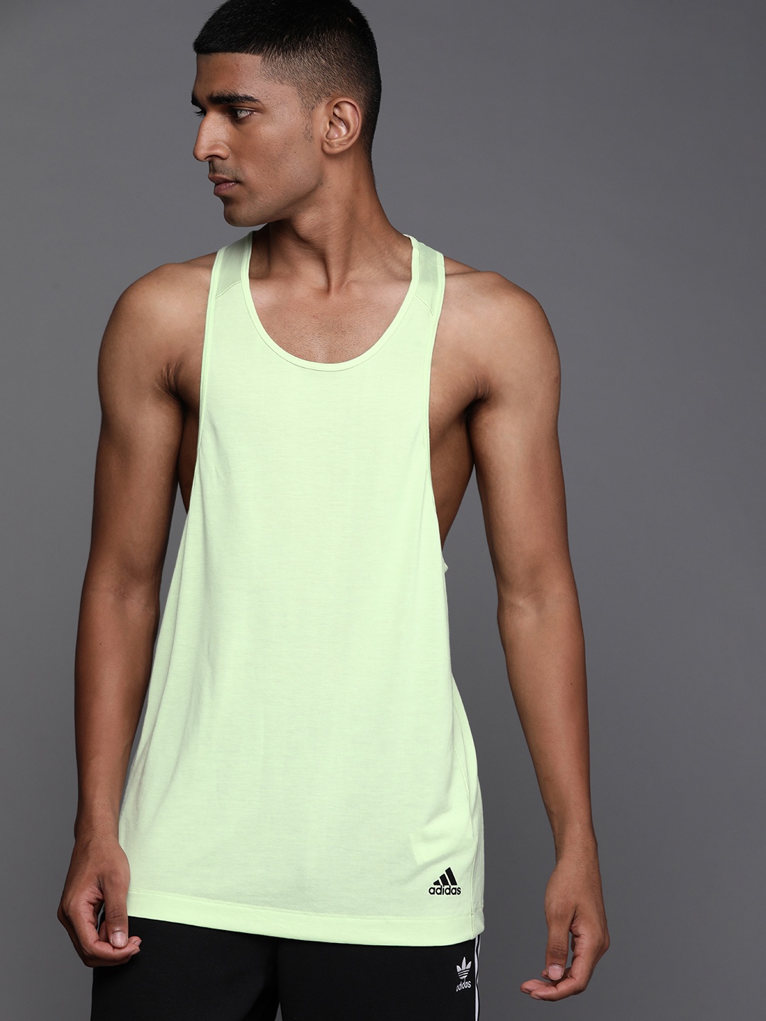 

ADIDAS Men Fluorescent Green Printed T-shirt