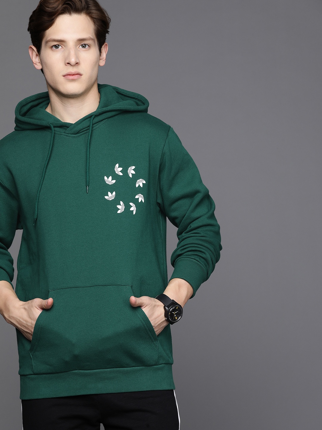 

ADIDAS Originals Men Green Bold Hooded Solid Sustainable Sweatshirt