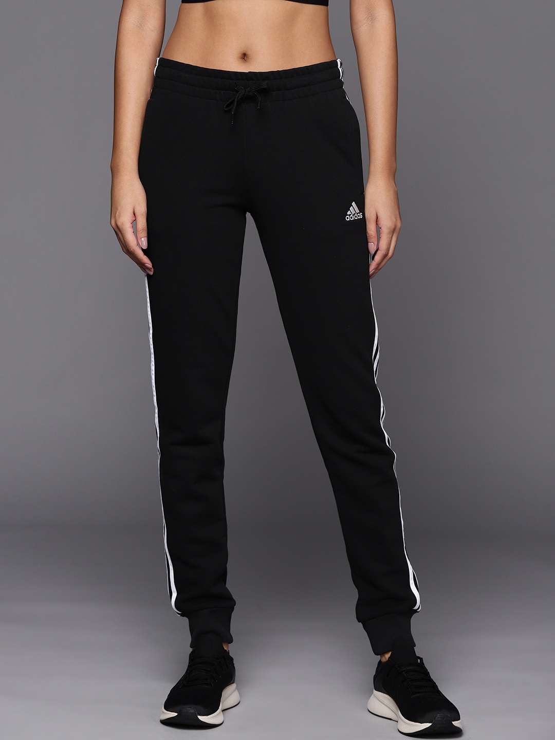

ADIDAS Women Black W 3S FT C PT Solid Slim Fit Joggers