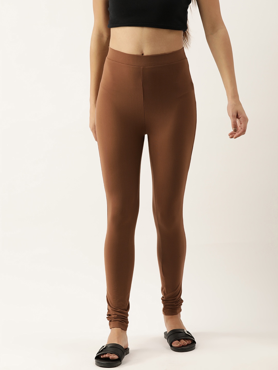 

FOREVER 21 Women Brown Solid HIgh Rise Legging