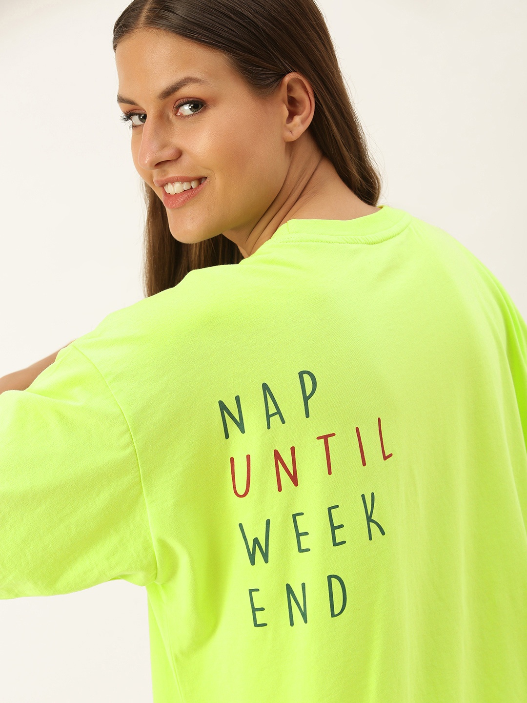 

FOREVER 21 Green Print Extended Sleeves Top