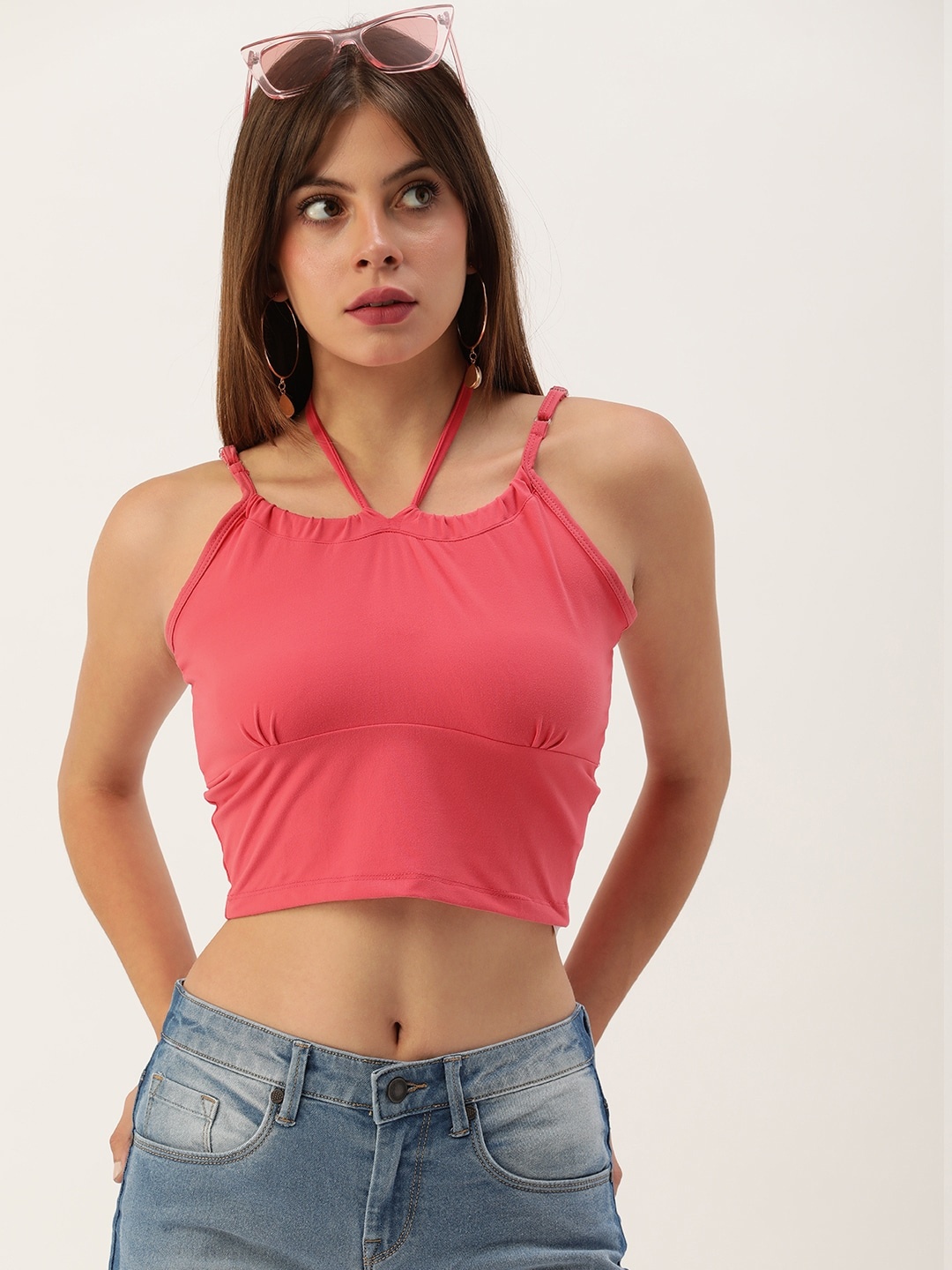 

FOREVER 21 Pink Shoulder Strap Crop Top