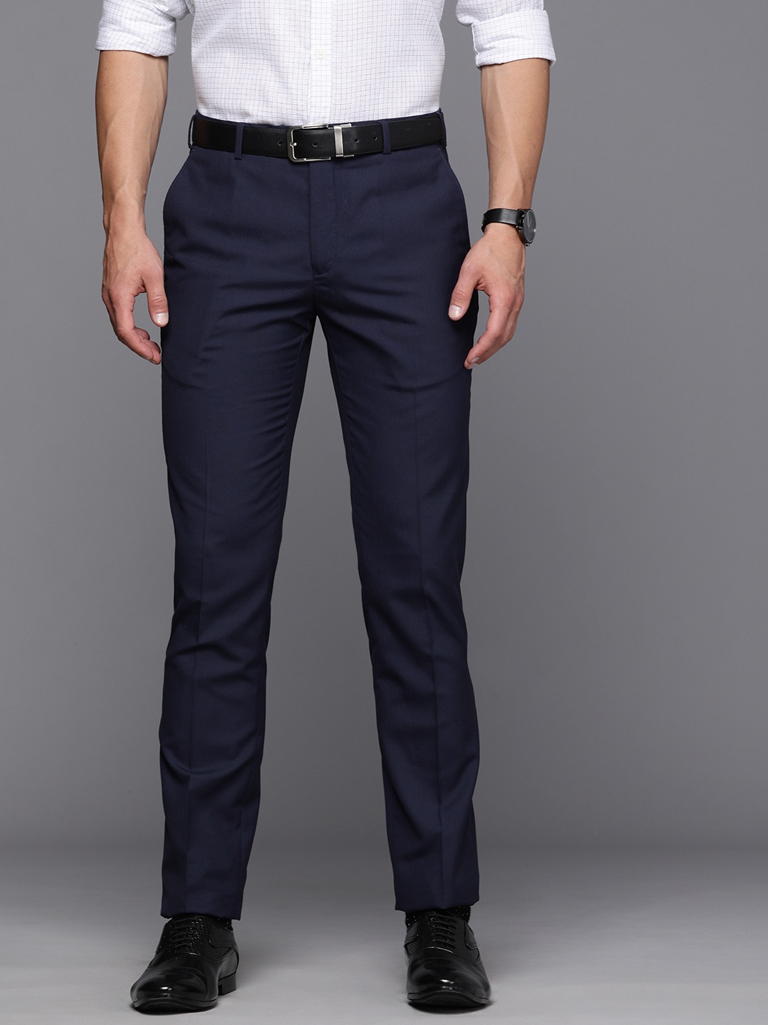 

Raymond Men Navy Blue Slim Fit Formal Trousers