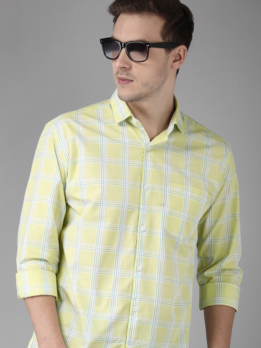 

Park Avenue Men Yellow Slim Fit Tartan Checked Casual Shirt