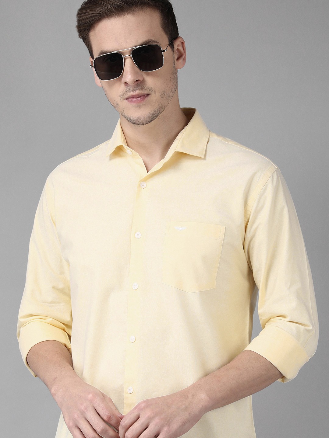 

Park Avenue Men Yellow Solid Slim Fit Casual Shirt