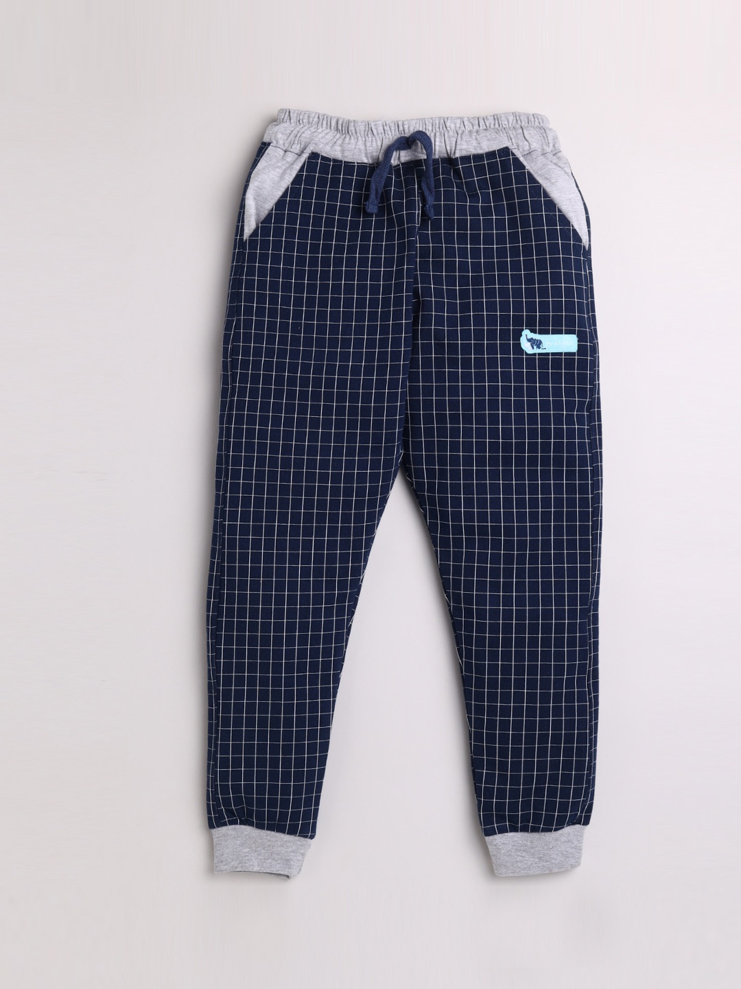 

Dear to Dad Boys Navy Blue & Grey Checked Cotton Joggers
