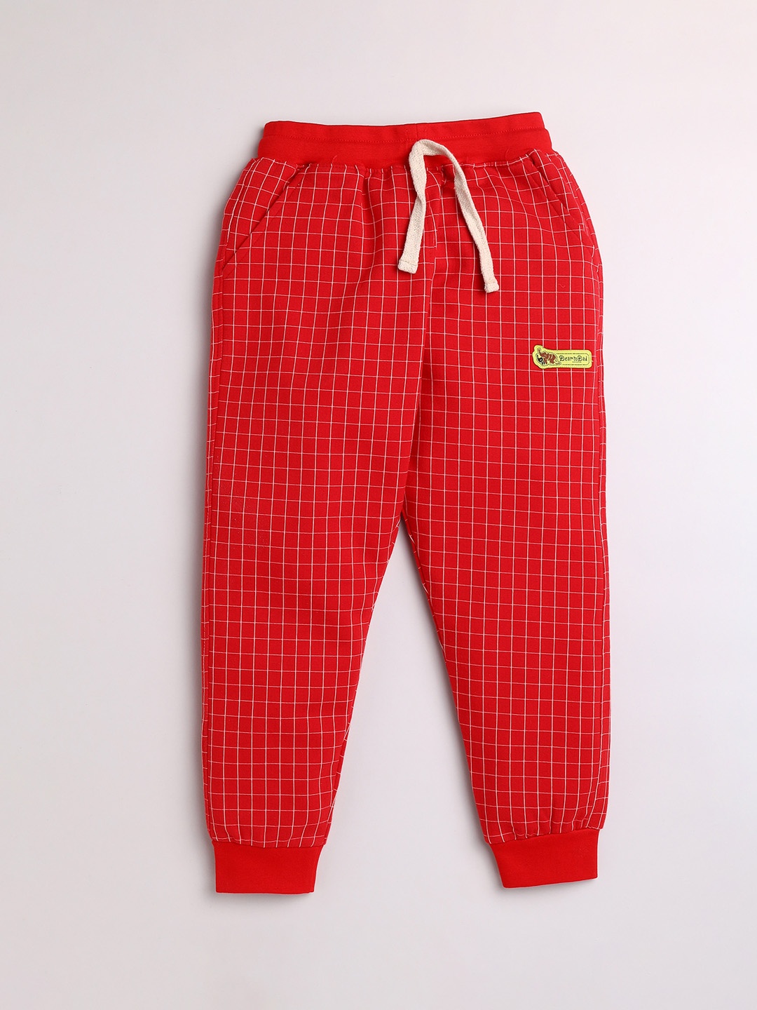 

Dear to Dad Boys Red & White Checked Cotton Joggers