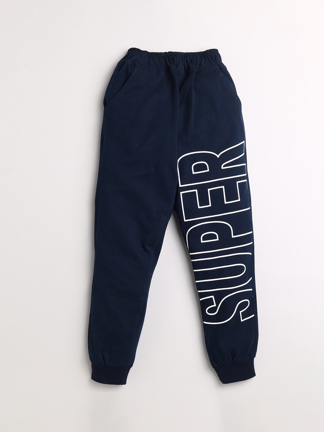 

Dear to Dad Boys Navy Blue & White Printed Cotton Joggers