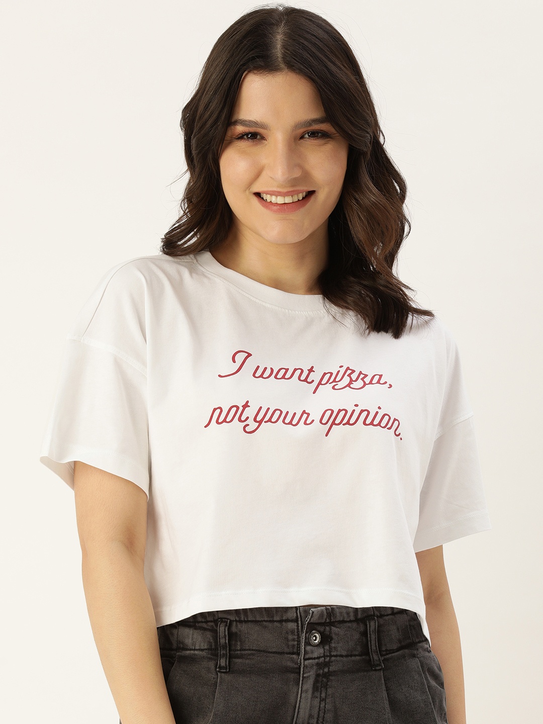 

FOREVER 21 White Print Pure Cotton Top