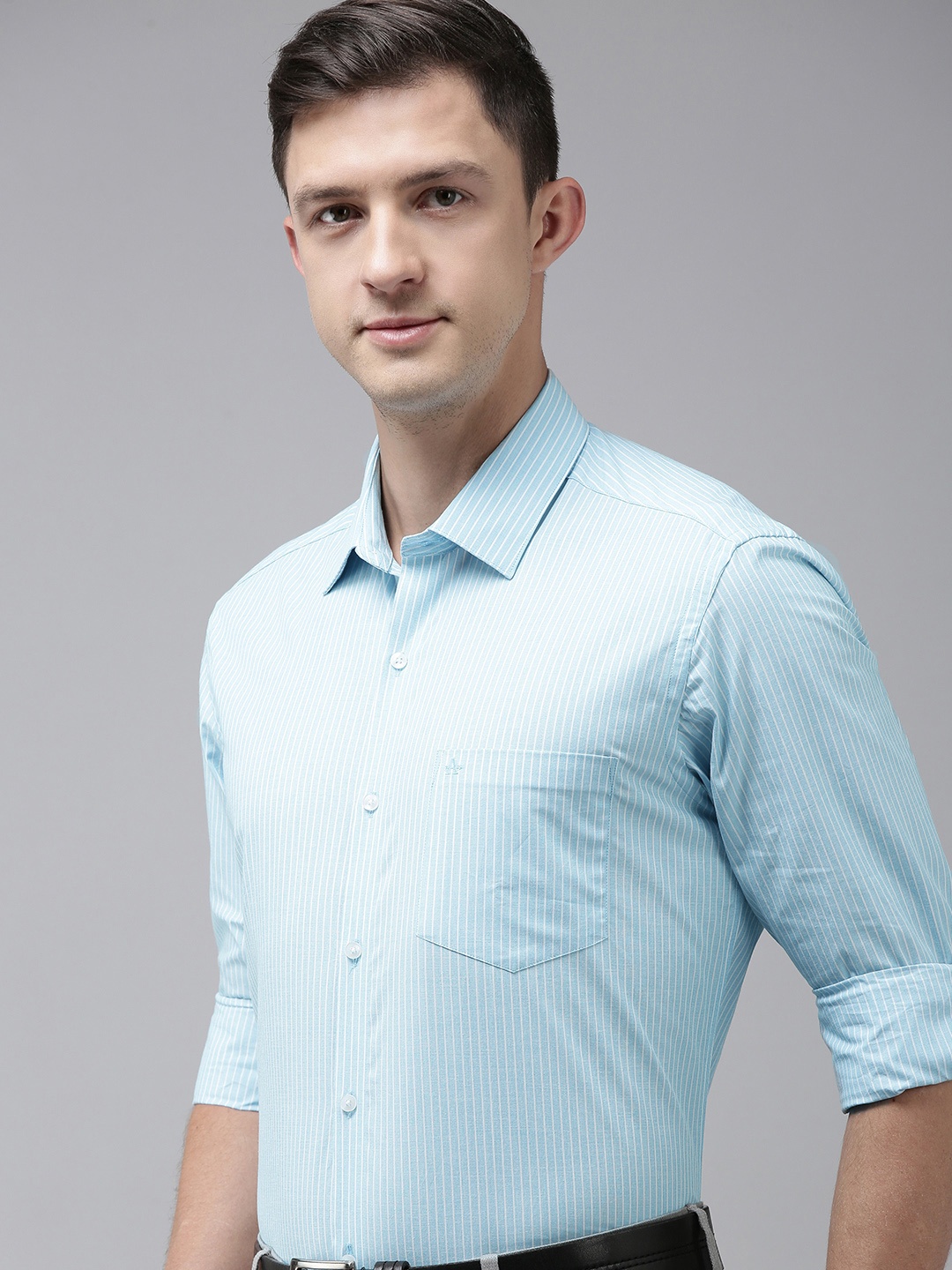 

Arrow Men Blue & White Striped Slim Fit Pure Cotton Formal Shirt