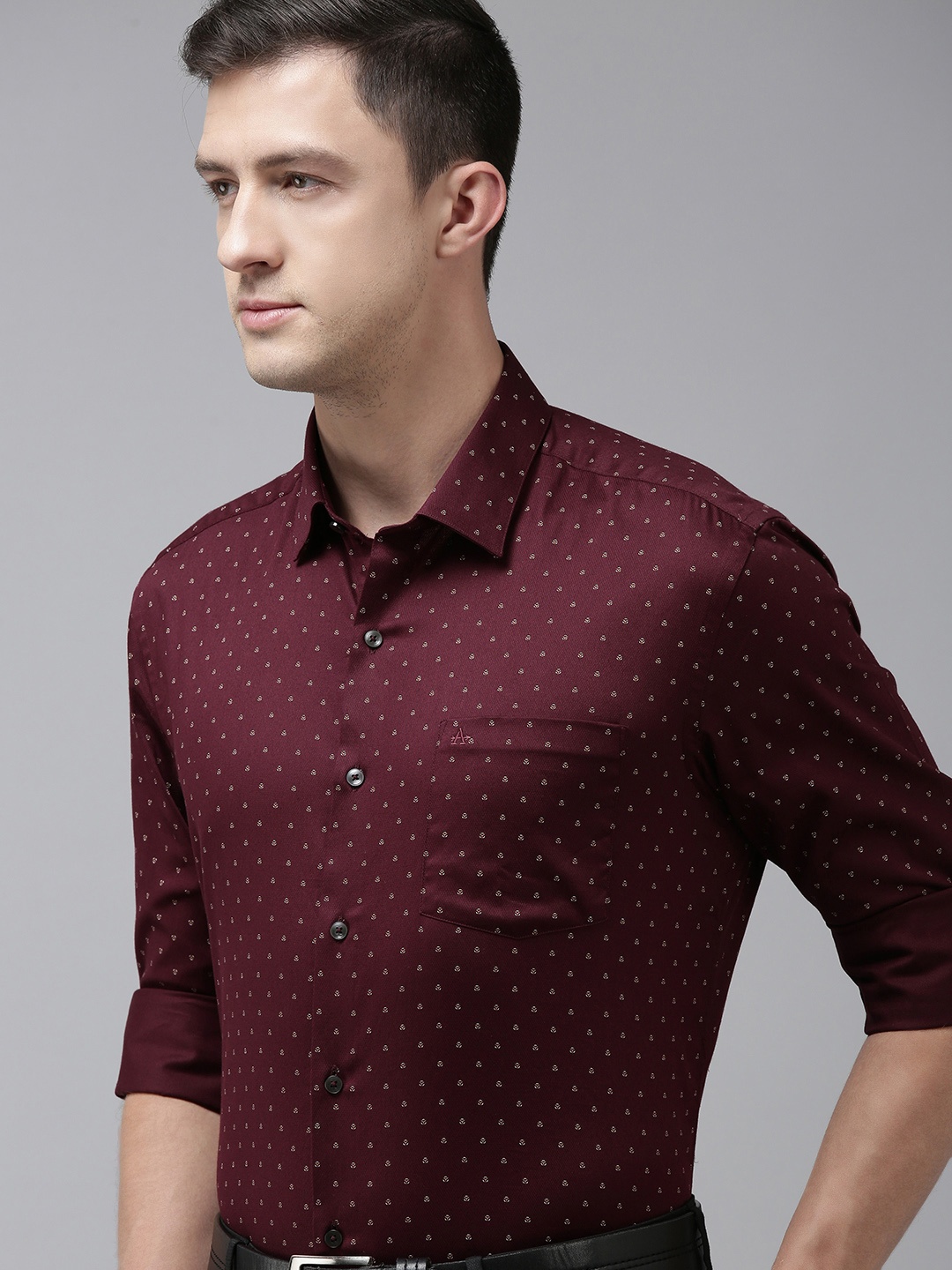 

Arrow Men Maroon Slim Fit Printed Formal Shirt