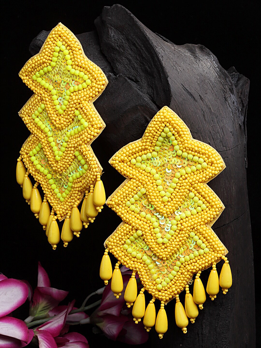 

Moedbuille Yellow Contemporary Drop Earrings