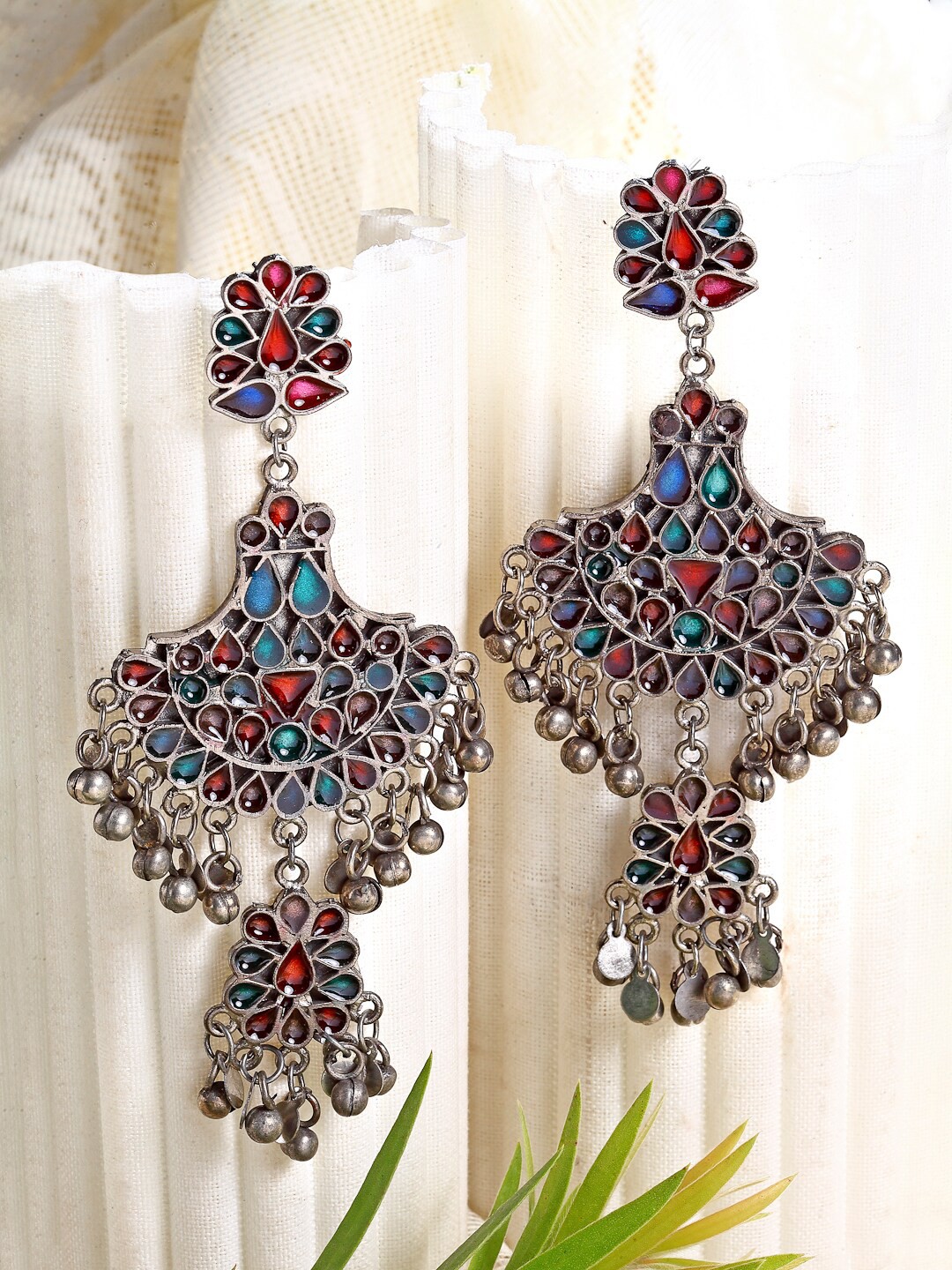 

Moedbuille Multicoloured Silver-Plated Oxidised Classic Drop Earrings, Multi