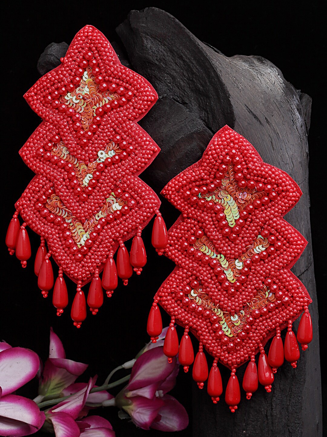 

Moedbuille Red Contemporary Drop Earrings