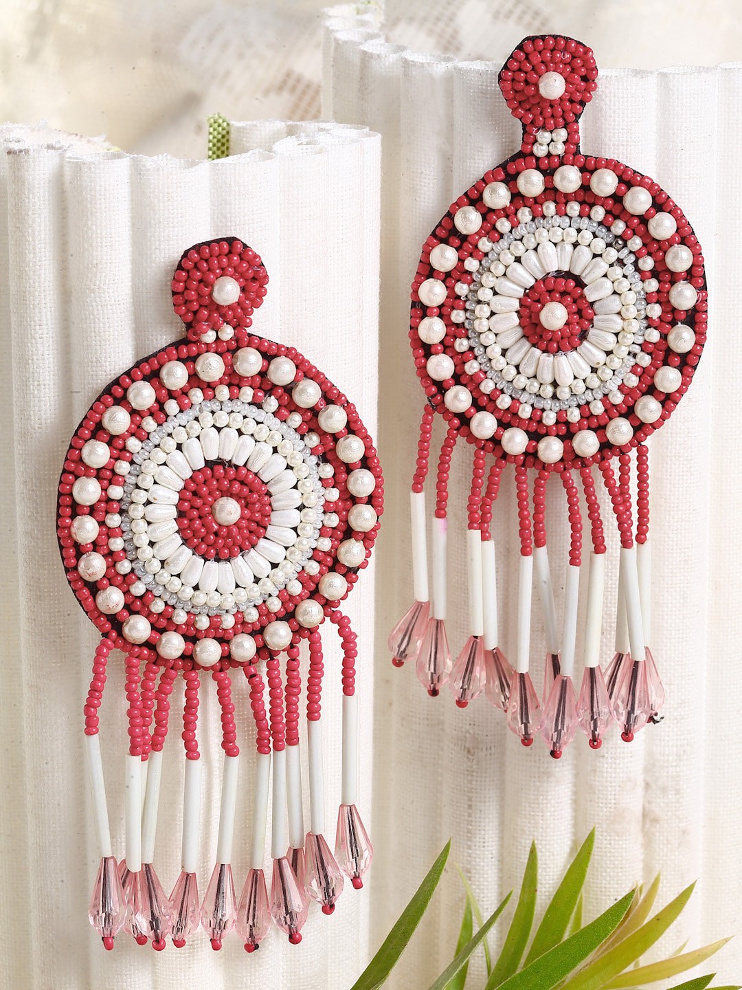 

Moedbuille Multicoloured Handcrafted Afghan Beads & Pearls Contemporary Drop Earrings, Multi