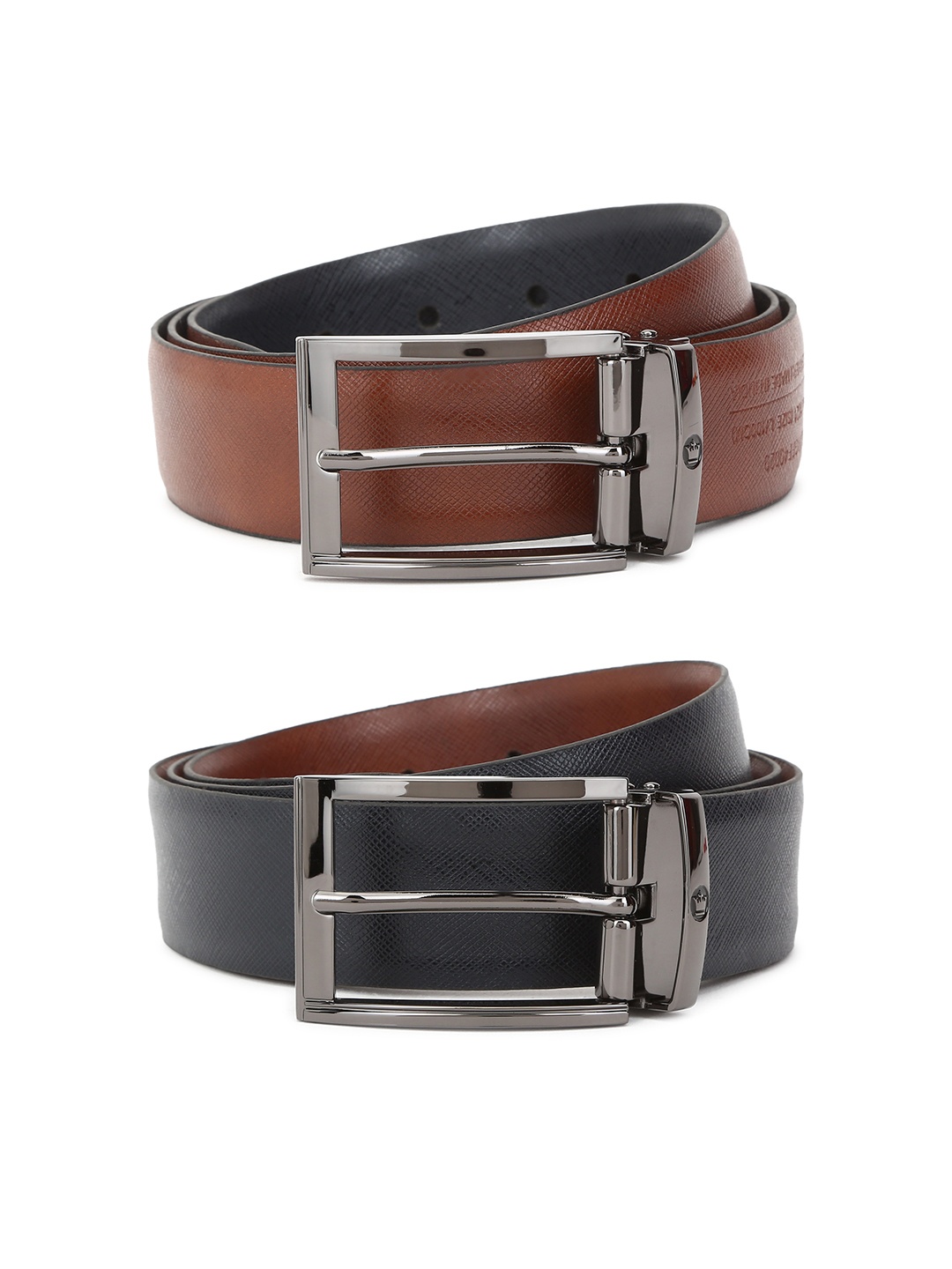 

Louis Philippe Men Brown Textured Genuine Leather Reversible Slim Belt