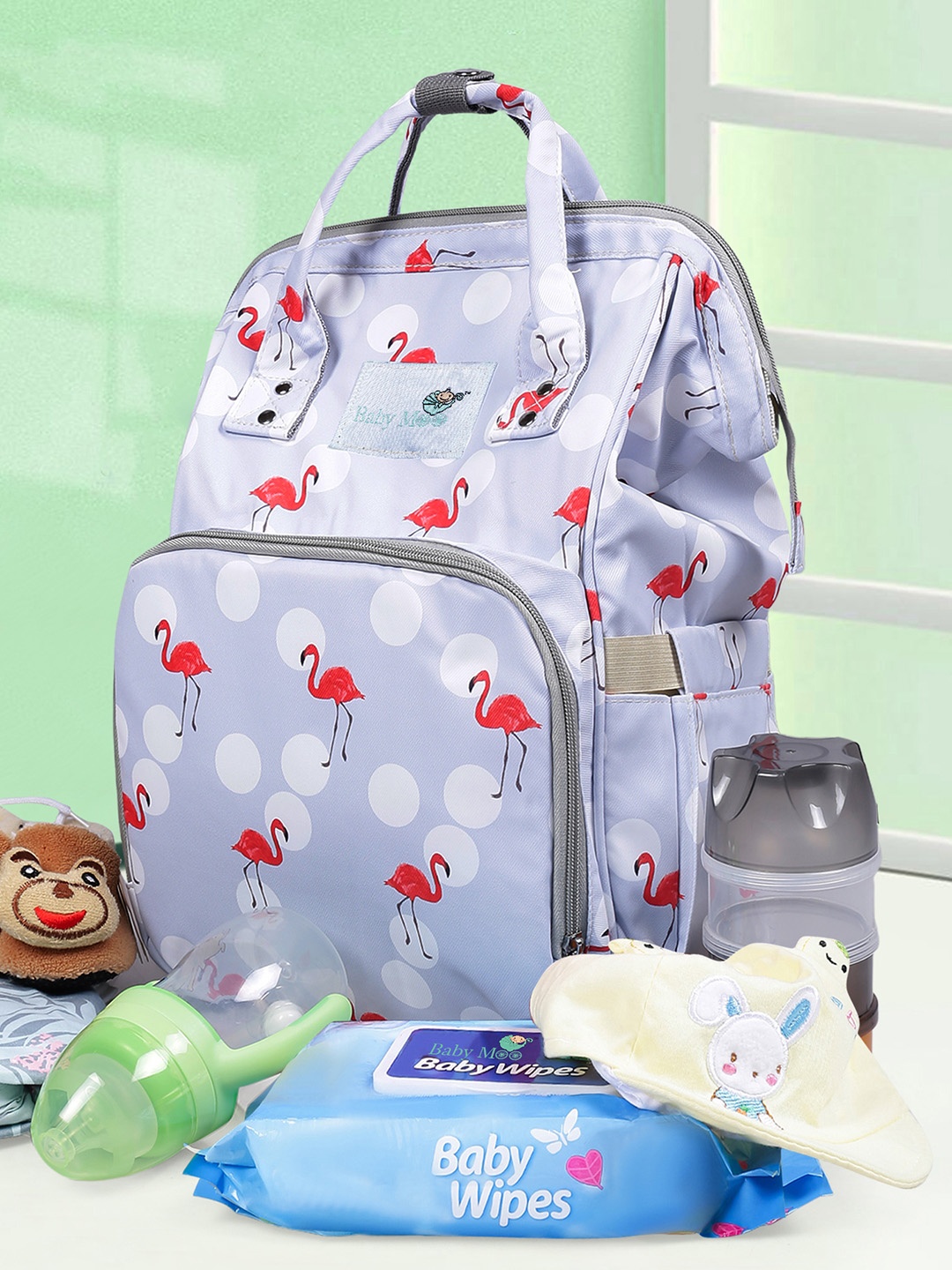 

Baby Moo Kids Grey Printed Maternity Diaper Bags