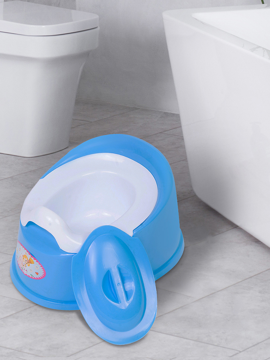 

Baby Moo Kids Blue & White Potty Chair Removable Tray For Toilet Training