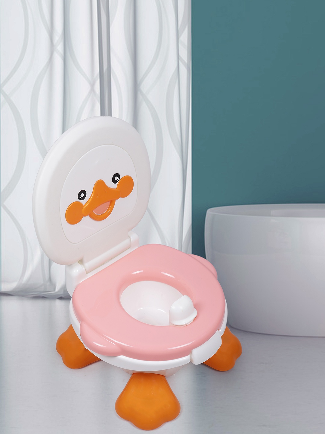 

Baby Moo Infant Kids Orange Duck Design Toilet Training Potty Chair, White