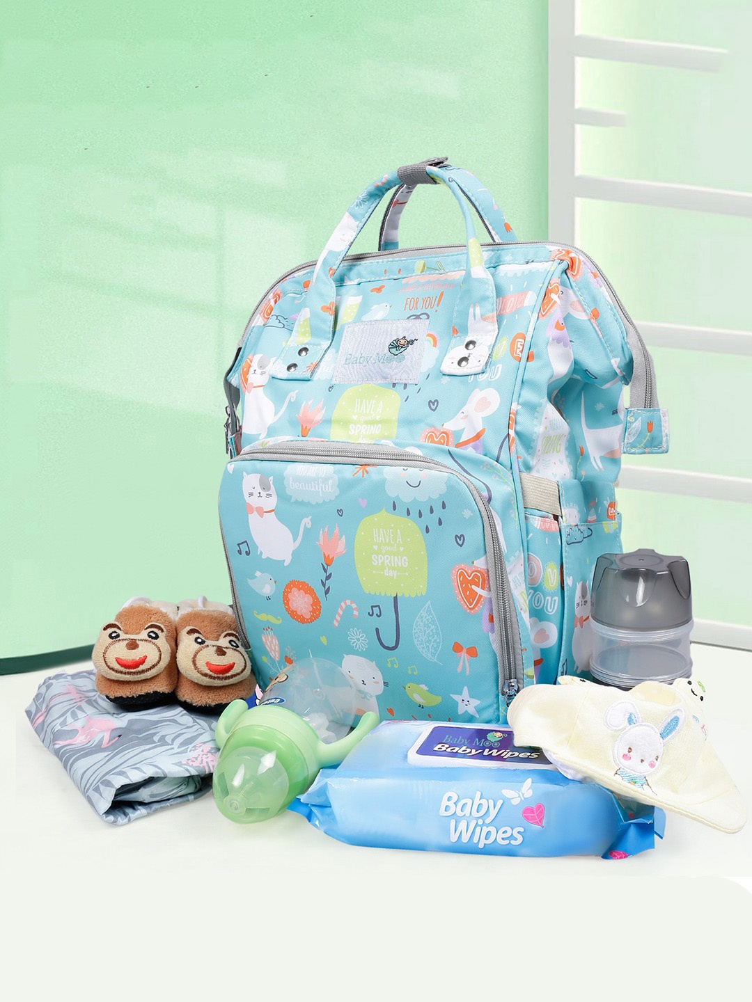 

Baby Moo Kids Printed Diaper Bag, Blue
