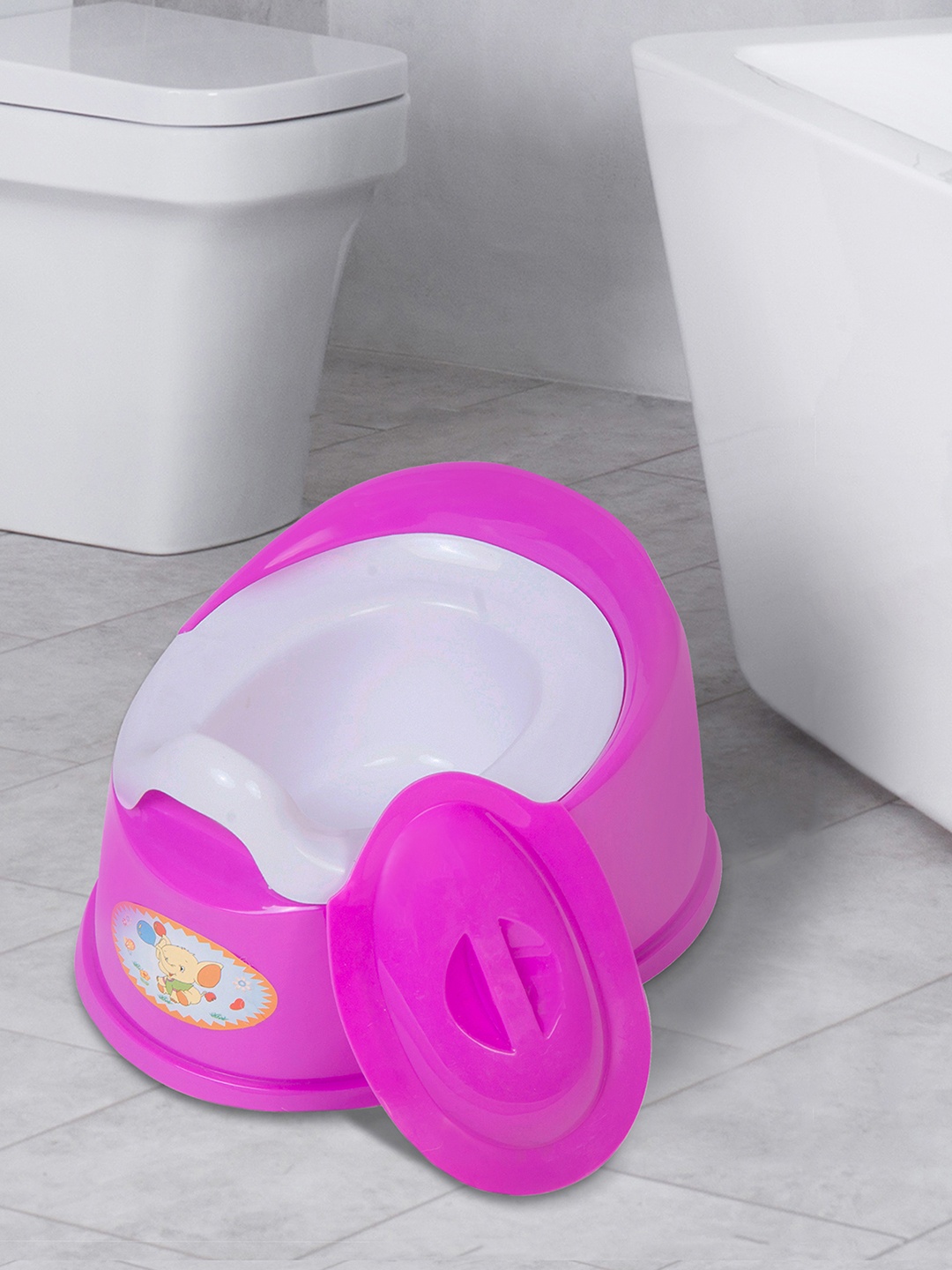 

Baby Moo Infant Kids Magenta & White Potty Chair Removable Tray For Toilet Training