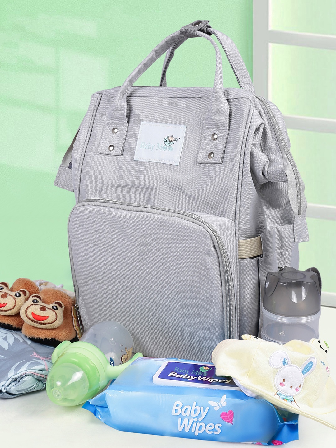 

Baby Moo Infants Light Weight Water Repellent Diaper Bag, Grey