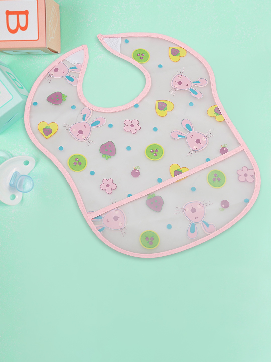 

Baby Moo Infant Kids Pink & White Printed Bib