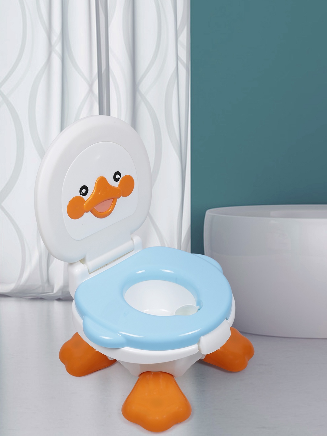 

Baby Moo White & Blue Duck Design Toilet Training Potty Chair