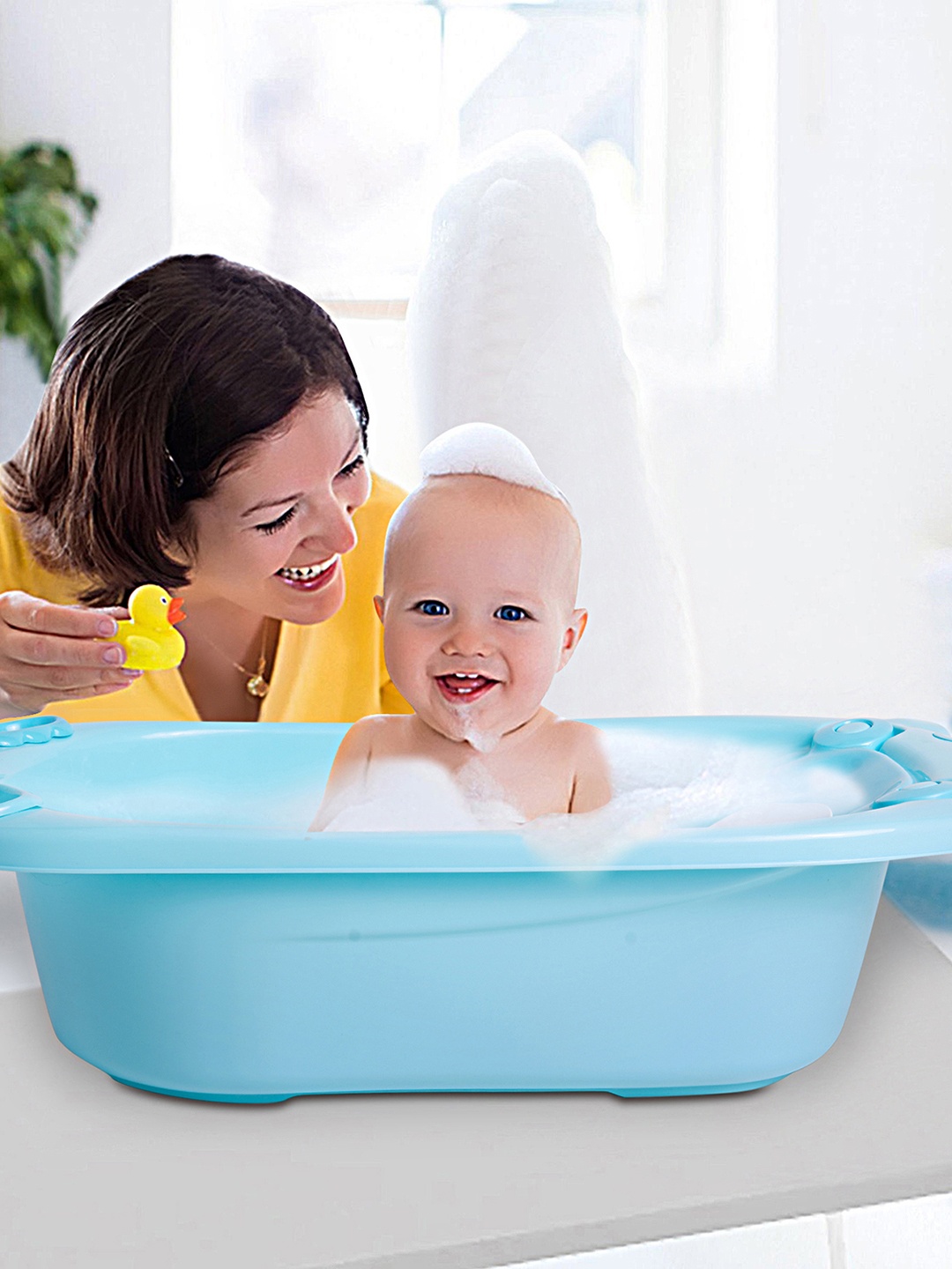 

Baby Moo Infant Kids Bath Tub with Bather & Drain Plug - Blue