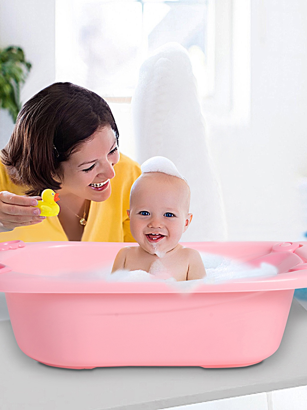 

Baby Moo Infant Kids Bath Tub with Bather & Drain Plug - Pink