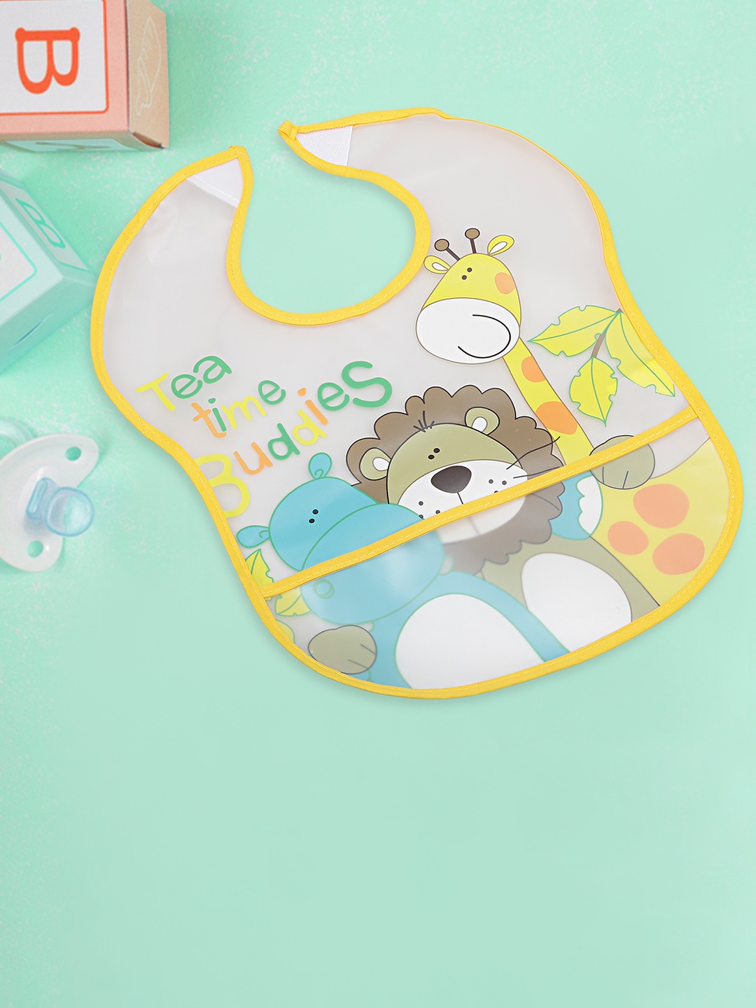 

Baby Moo Infants Kids Printed Mess-Free Bib, Turquoise blue