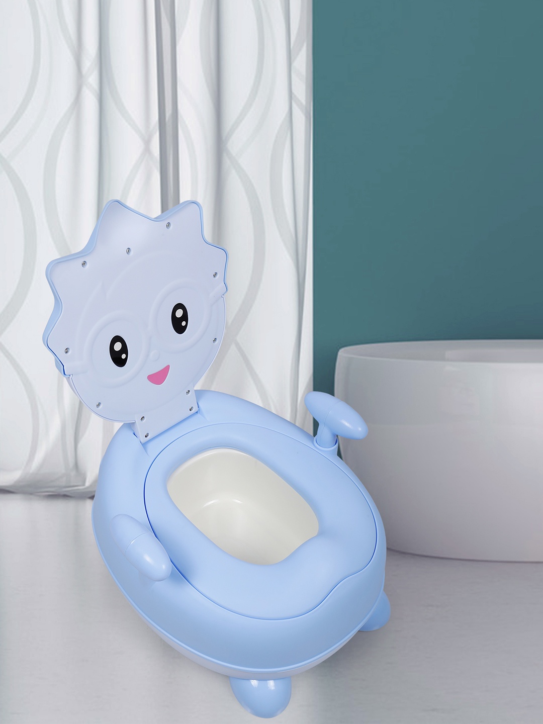

Baby Moo Kids Blue & White Toilet Training Potty Chair Nerdy Cartoon