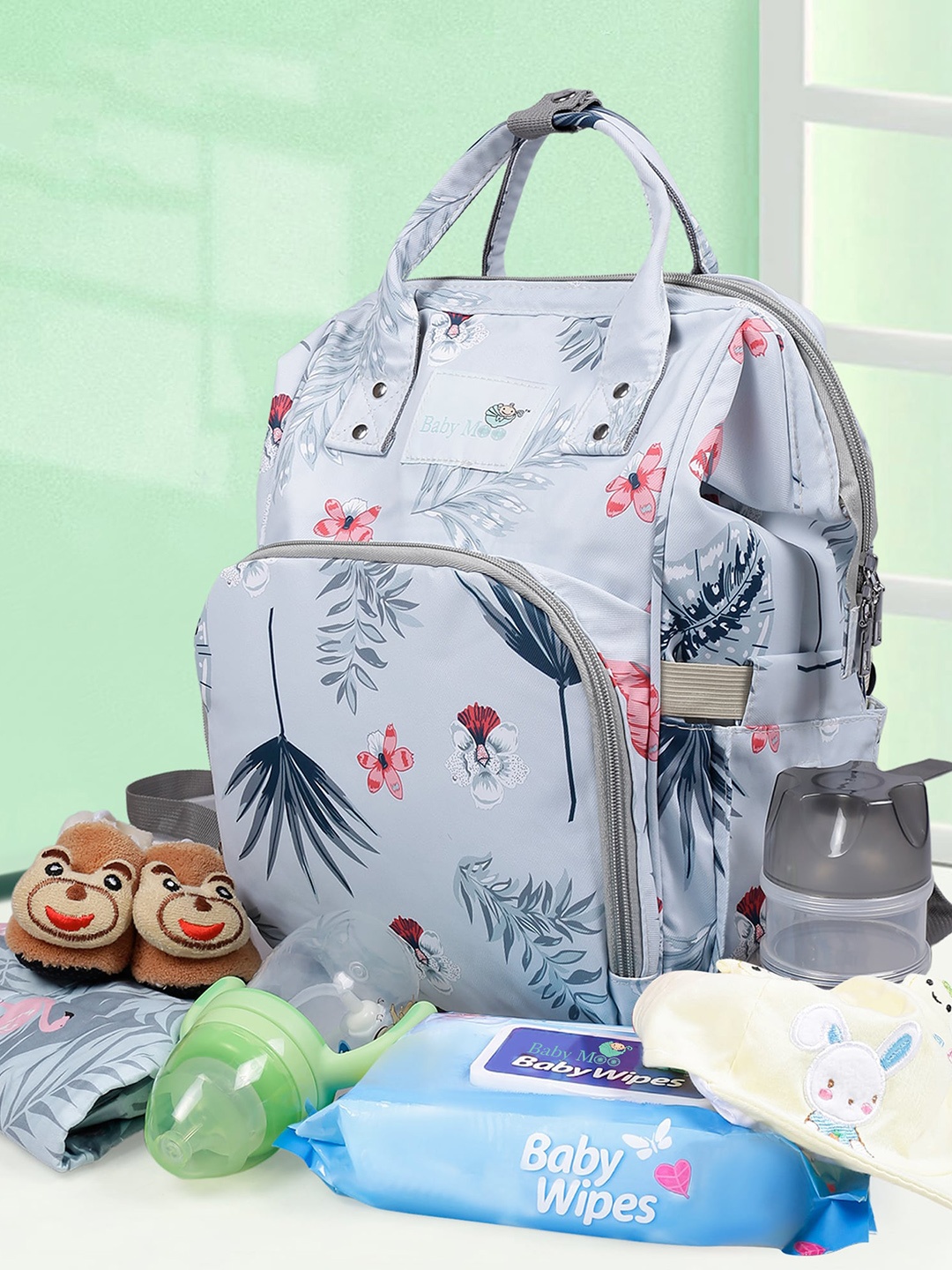 

Baby Moo Infant Kids Blue Printed Diaper Bag