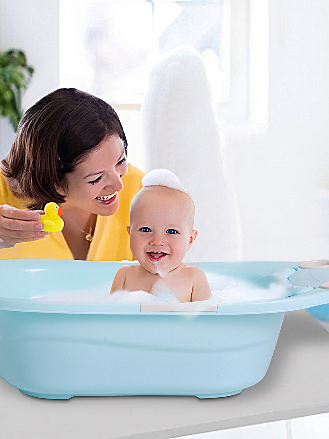 

Baby Moo Infant Kids Blue Bath Tub With Bather And Drain Plug