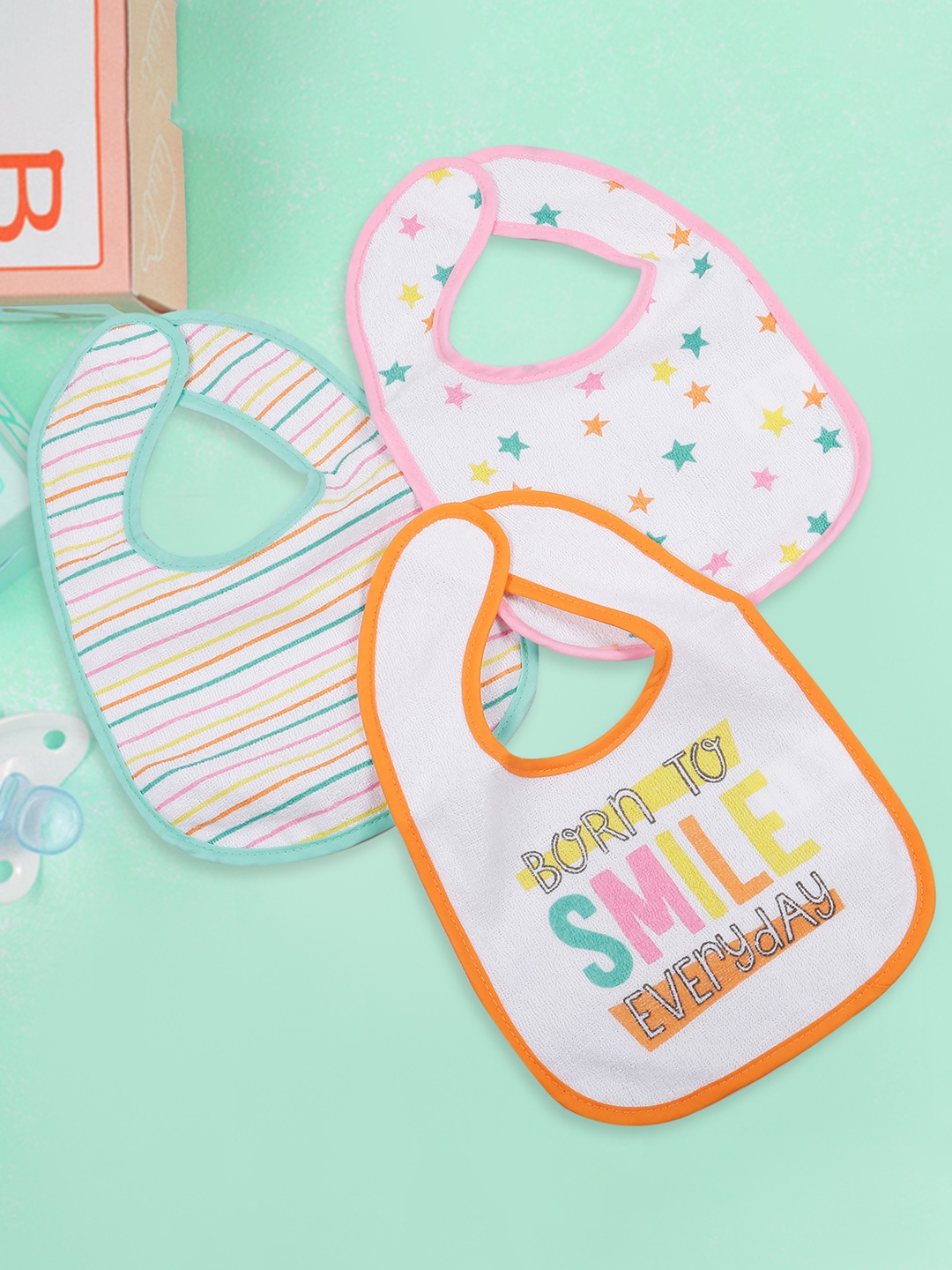 

Baby Moo Multicoloured Pack of 3 Printed Bibs, Multi