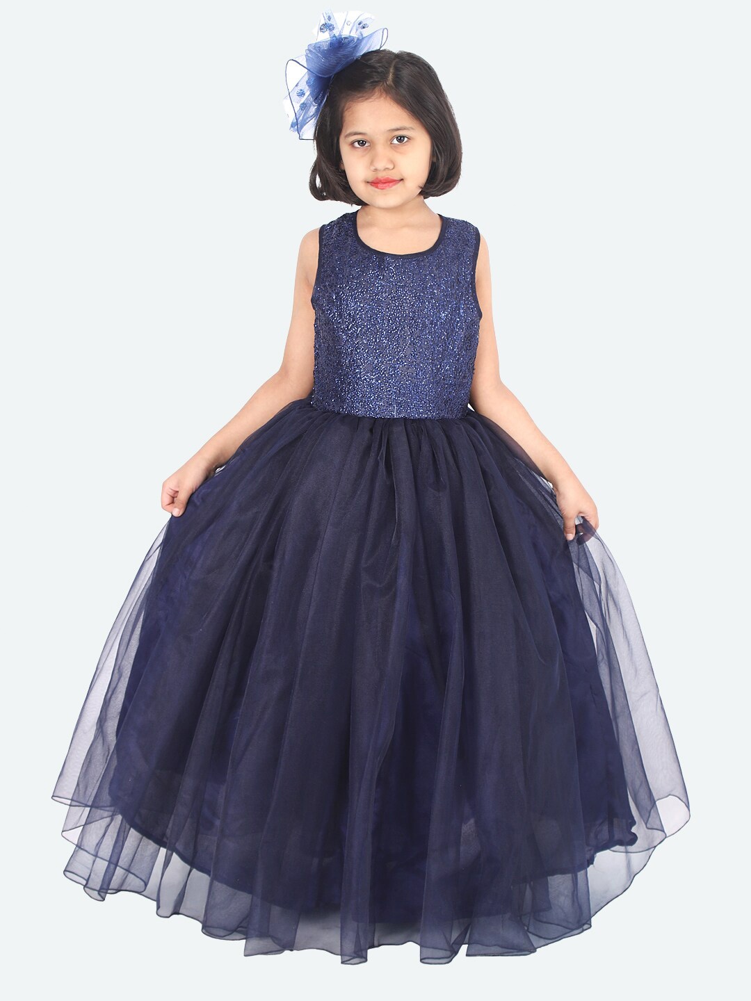 

Samsara Couture Navy Blue Satin Maxi Dress