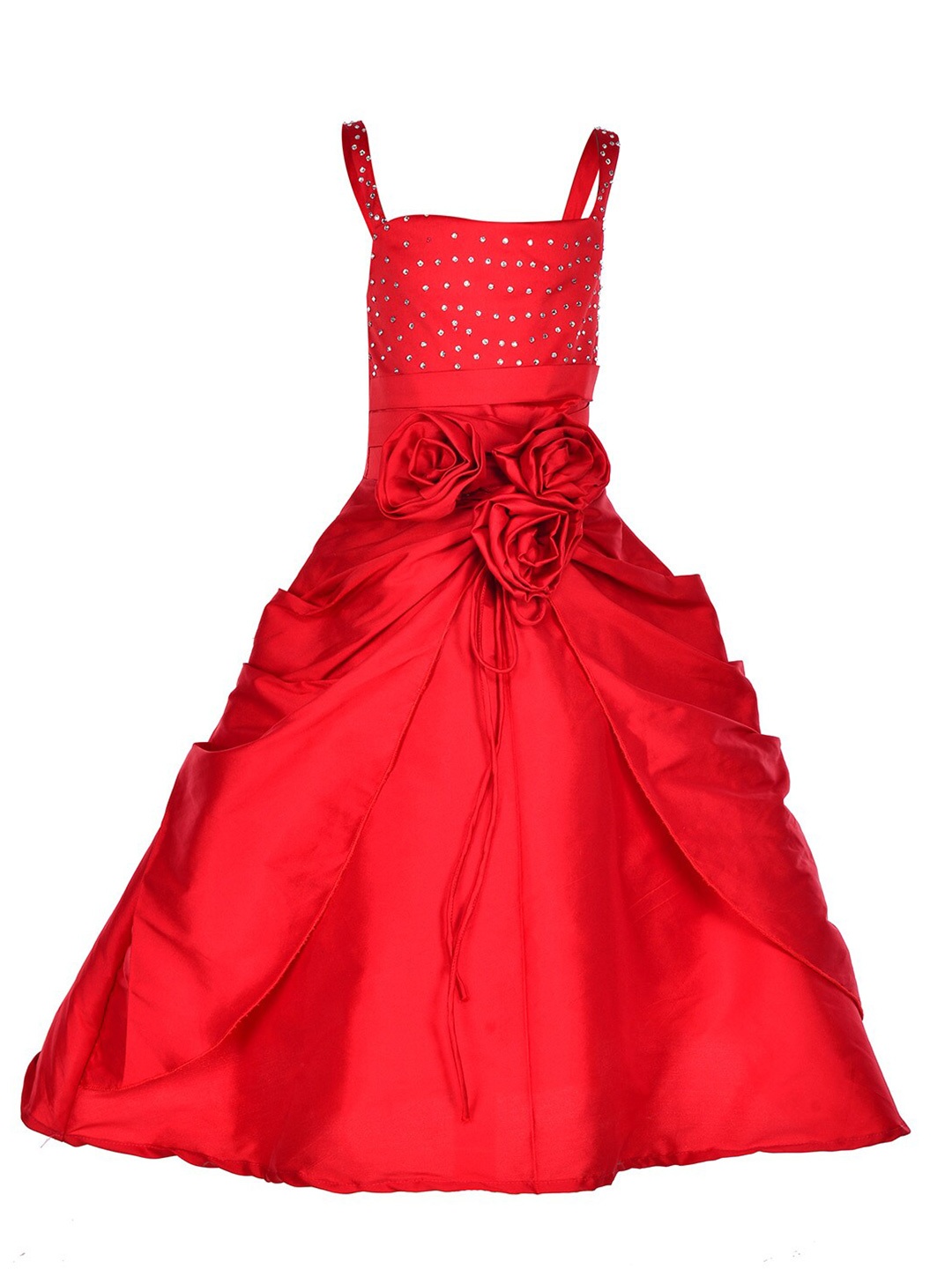 

Samsara Couture Girls Red Satin Strappy Maxi Dress