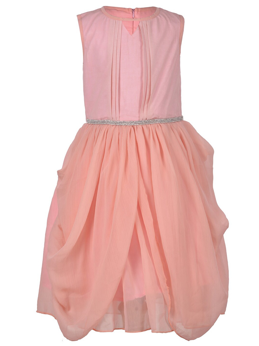 

Samsara Couture Pink Solid Satin Fit & Flare Dress