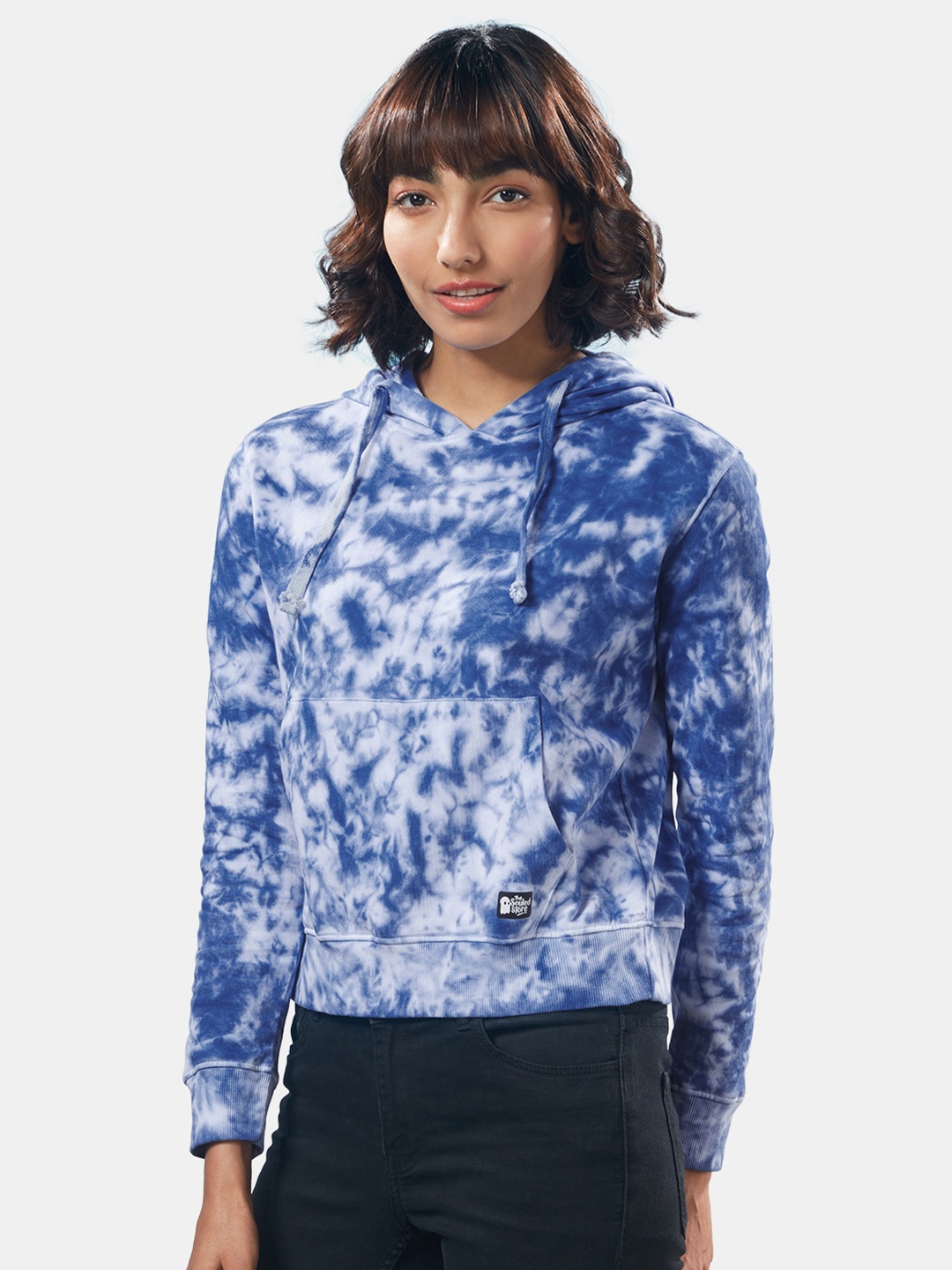 

The Souled Store Women Blue Tie & Dye Hooded Sweatshirt