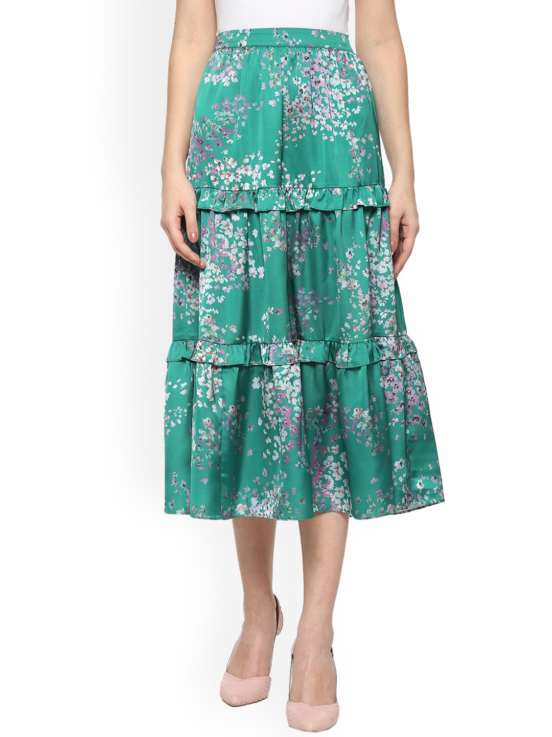 

Ted Baker Green Floral Printed Skirt