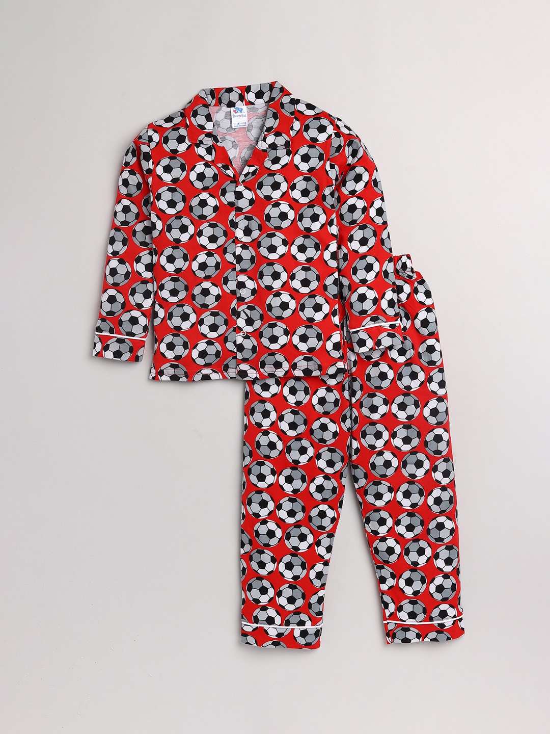 

Dear to Dad Boys Red & Grey Printed Cotton Night suit