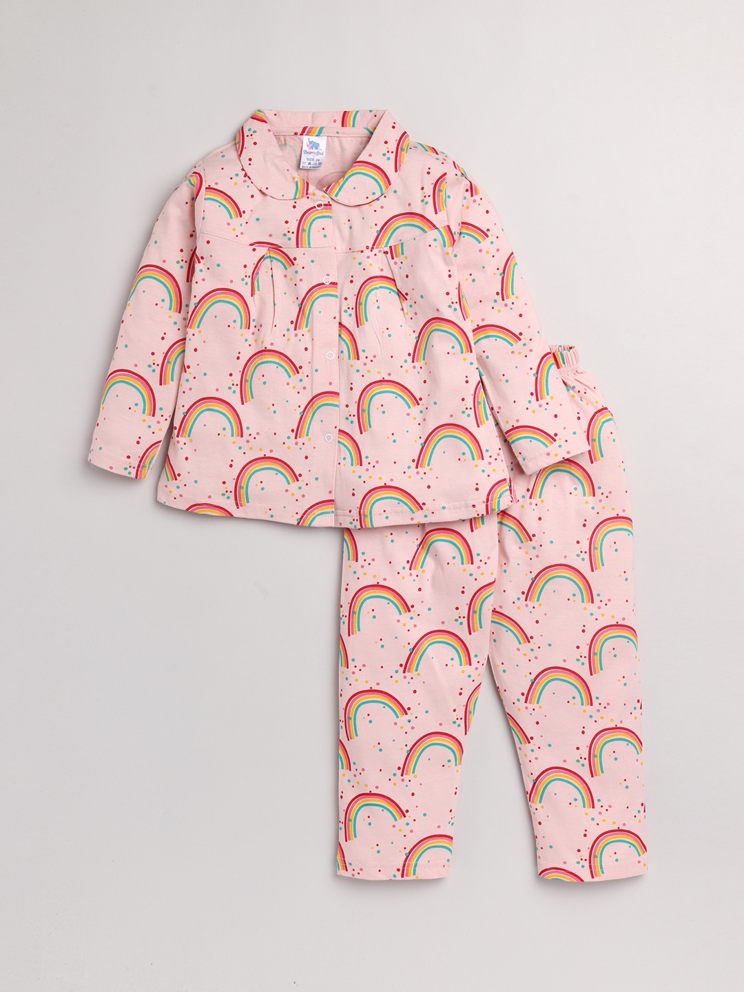 

Dear to Dad Girls Pink & Green Printed Night Suit