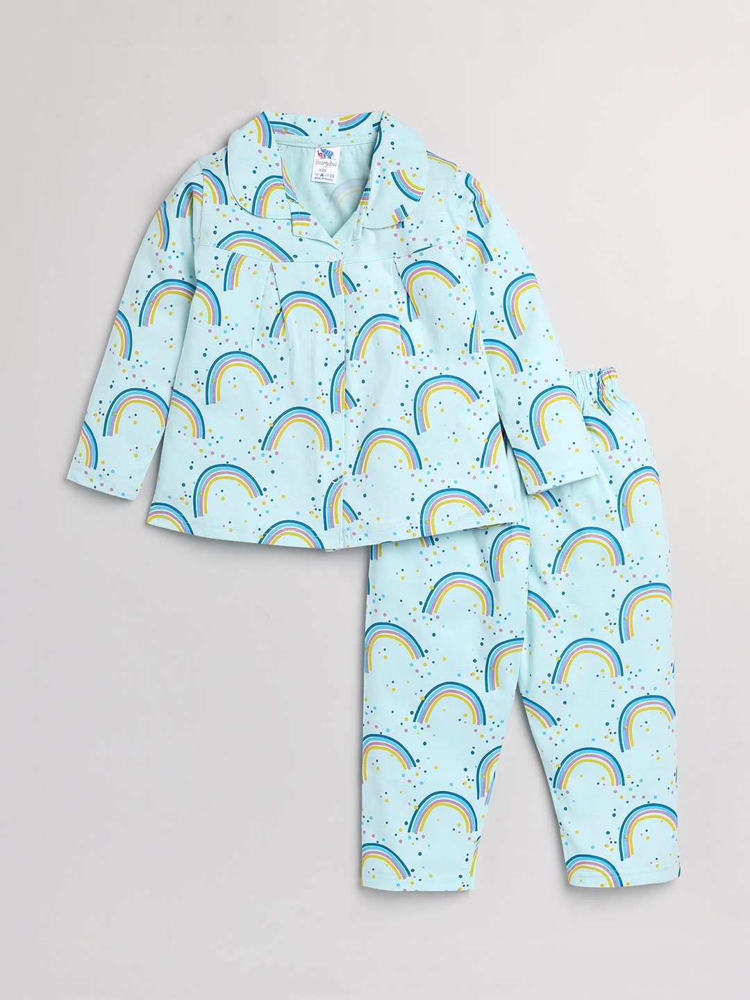 

Dear to Dad Girls Blue & Yellow Printed Night Suit